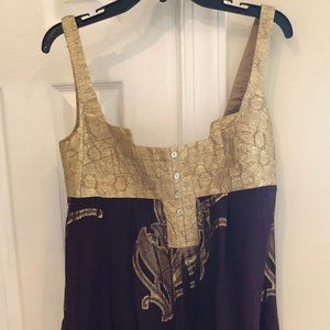 NEW Nicole Miller Silk Gold/Purple Party Dress